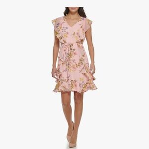 Tommy Hilfiger Pink Ruffled Wrap Sundress